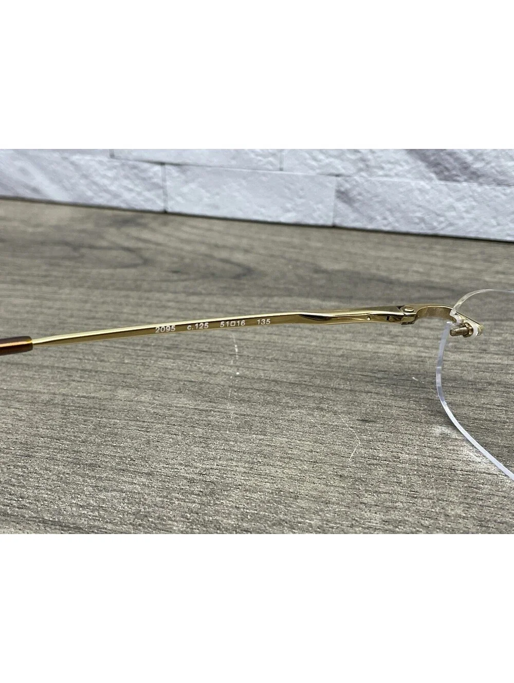 Chanel Eyeglasses Frames 2095 c.125 Yellow Gold Rimless Rectangle 51-16-135 READ